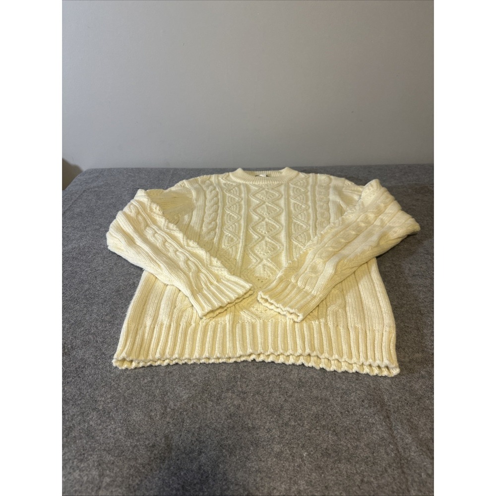 Vintage Studio 33 Women's XL Sweater Cream Cable Knit Fisherman‎ FAir Isle